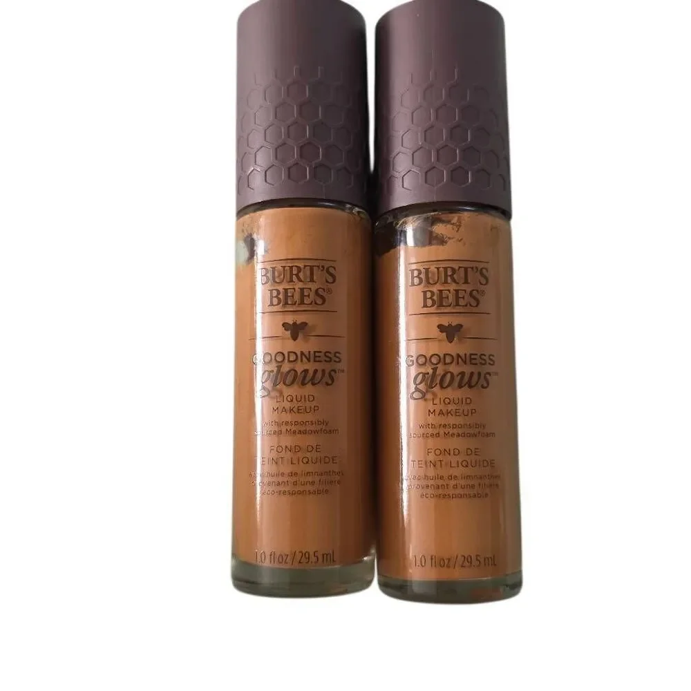Burt's Bees Goodness Glows Liquid Foundation Makeup 1060 Chestnut Set of 2